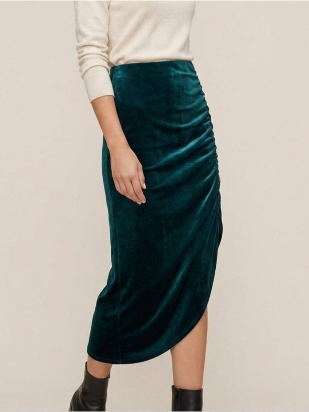 New Revolve Bailey 44 Green Velvet Ruched Skirt Size Small Stretchy Fairy